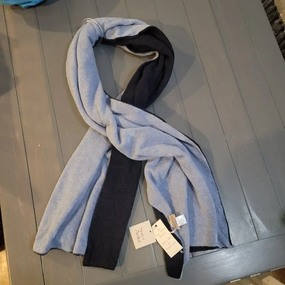 Note Di Anita 2 tone navy + pale blur Wool Blend Winter Scarves For men